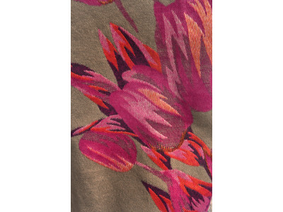 Tulpen en vlindersjaal, beige, roze en andere kleuren