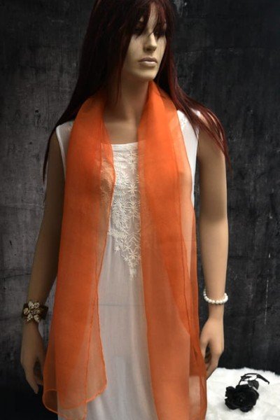 Elegante organza zijden sjaal, dragon fire, oranje