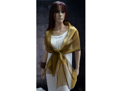 Goudkleurige organza sjaal, 44 x 205 cm