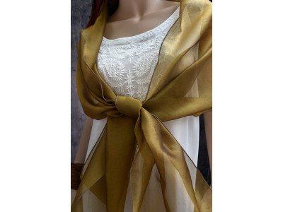 Goudkleurige organza sjaal, 44 x 205 cm