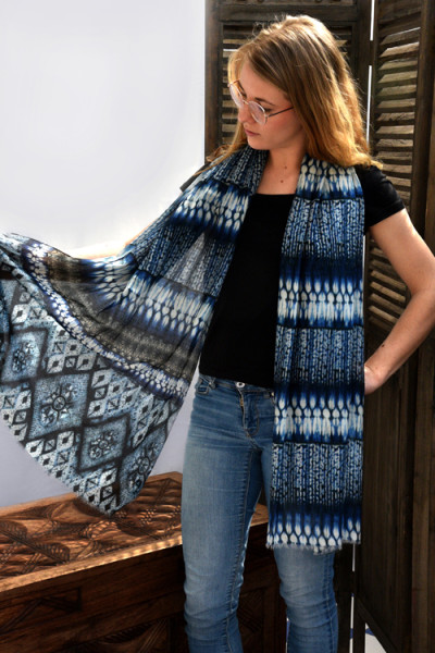 Dun katoenen sjaaltje, indigo, casual