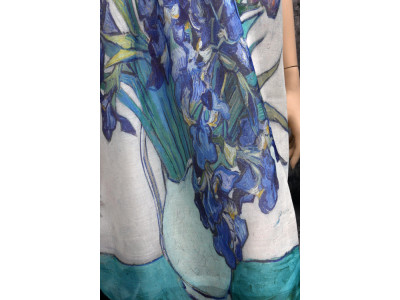 Dunne sjaal, inspiratie van Gogh, blauw, turquoise, groen, geel, wit