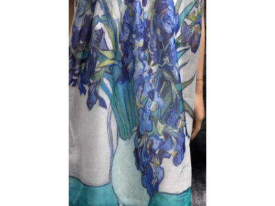 Dunne sjaal, inspiratie van Gogh, blauw, turquoise, groen, geel, wit