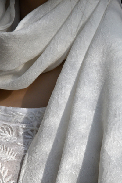 Georgette zijden sjaal jacquard motief