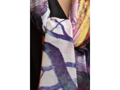 Silk pashmina sjaal met een oosters tafereel