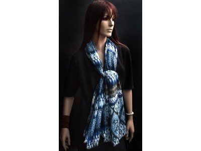 Dun katoenen sjaaltje, indigo, casual