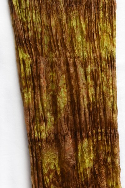 echte zijden krinkelsjaal, kanarigeel, donkerbruin, sepia