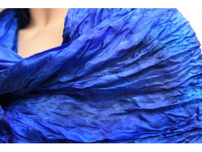 Echte zijden krinkelsjaal, handgeschilderd, marine blauw paarsblauw donker turquoise