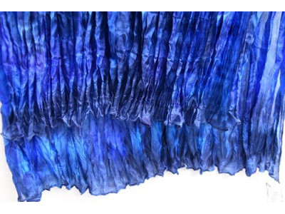 Echte zijden krinkelsjaal, handgeschilderd, marine blauw paarsblauw donker turquoise