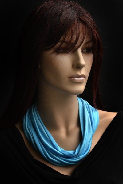 Rond zijden jersey sjaaltje, pastel classic blue, dikste kwaliteit