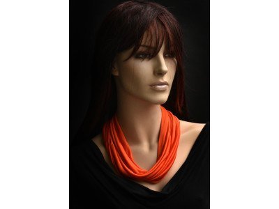 Puur zijden jersey sjaaltje, rond, donker zalm oranje, dikste kwaliteit