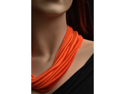 Puur zijden jersey sjaaltje, rond, donker zalm oranje, dikste kwaliteit