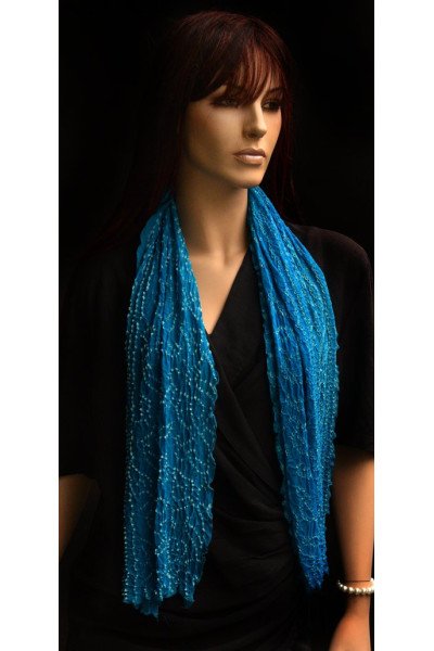 Klein turquoise zijden sjaaltje, tie en dye