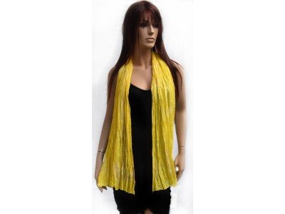 Echte handgeschilderde zijden krinkelsjaal, kanariegeel en lichtgeel 