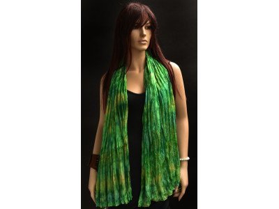 Echte handgeschilderde zijden krinkelsjaal, drakengroen, felgroen en geelgroen