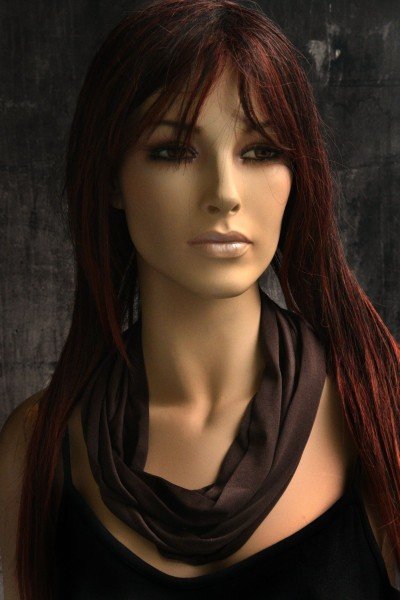 Puur zijden rond sjaaltje van jersey, koffiebruin, dikste kwaliteit