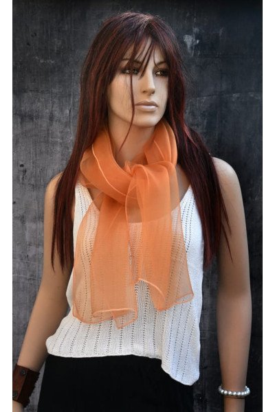 Elegante organza zijden sjaal, warme kleur zalm