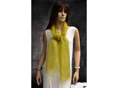 Groengeel organza zijden sjaaltje