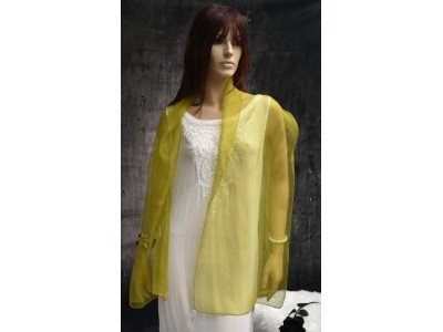 Groengeel organza zijden sjaaltje