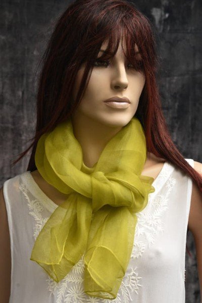 Groengeel organza zijden sjaaltje