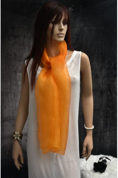 Elegante organza zijden sjaal, orange tiger, oranje