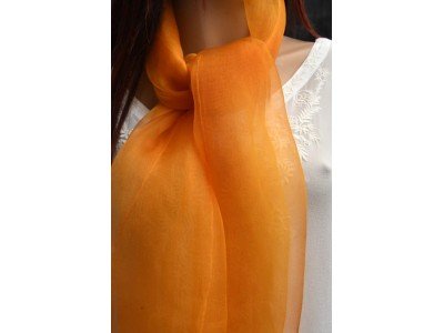 Elegante organza zijden sjaal, orange tiger, oranje