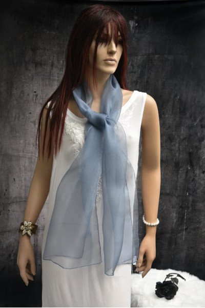 Elegante organza zijden sjaal, quiet shade, lichtgrijs