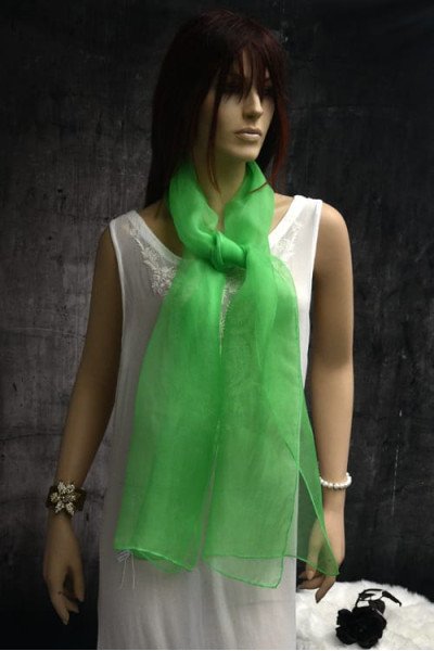 Elegante organza zijden sjaal, amazon, middengroen