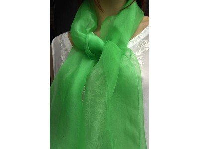 Elegante organza zijden sjaal, amazon, middengroen