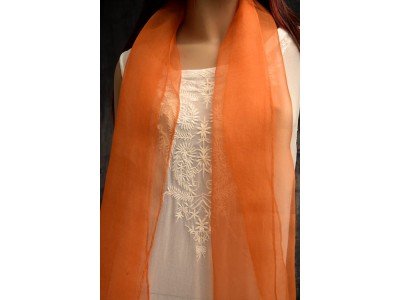 Elegante organza zijden sjaal, dragon fire, oranje