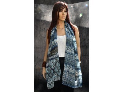 Dun katoenen sjaaltje, indigo, casual