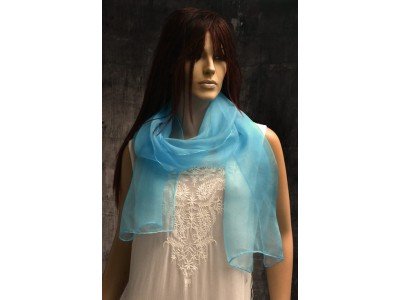 Licht turquoise organza zijden sjaal